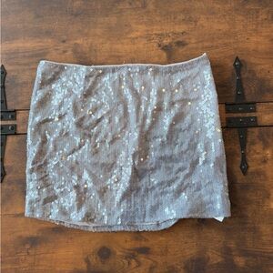 PrettyLittleThing Shimmering Silver Mini Skirt